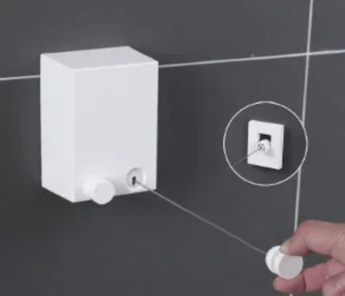 Double Row Clothline Mounted Retractable Clothes Dryer Steel Rope Wall