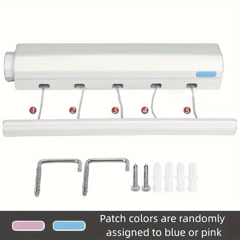 1pc drying rack, spring automatic retractable four-strand five-strand