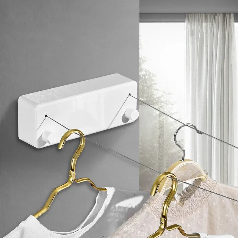 Double Row Clothline Mounted Retractable Clothes Dryer Steel Rope Wall