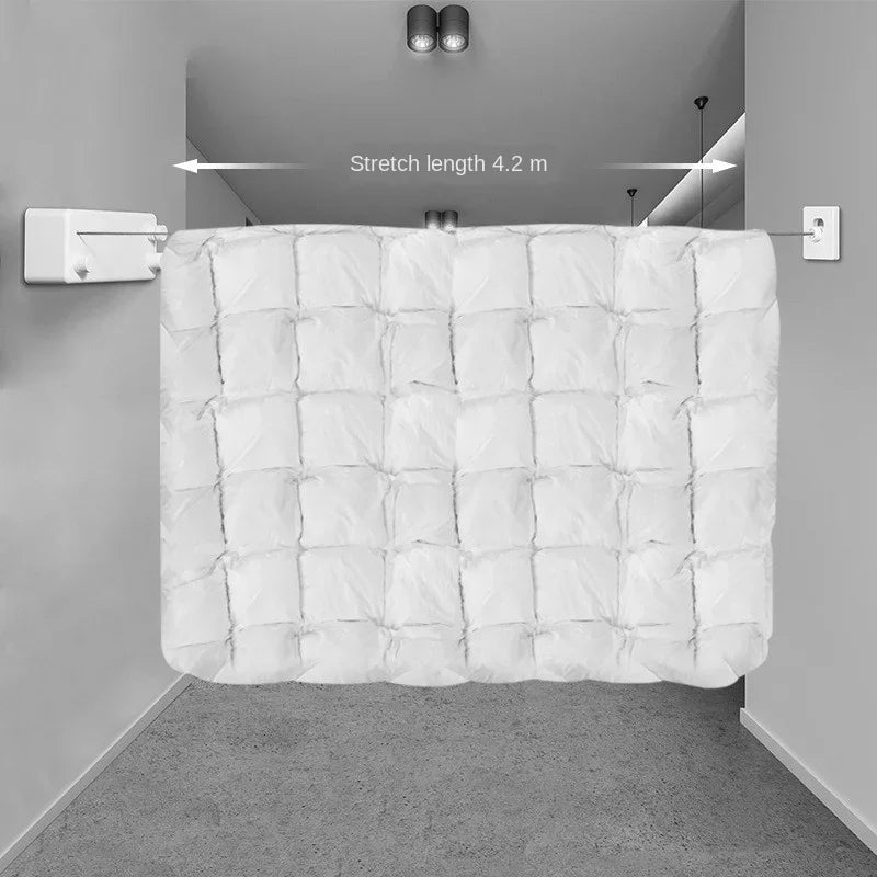 Double Row Clothline Mounted Retractable Clothes Dryer Steel Rope Wall