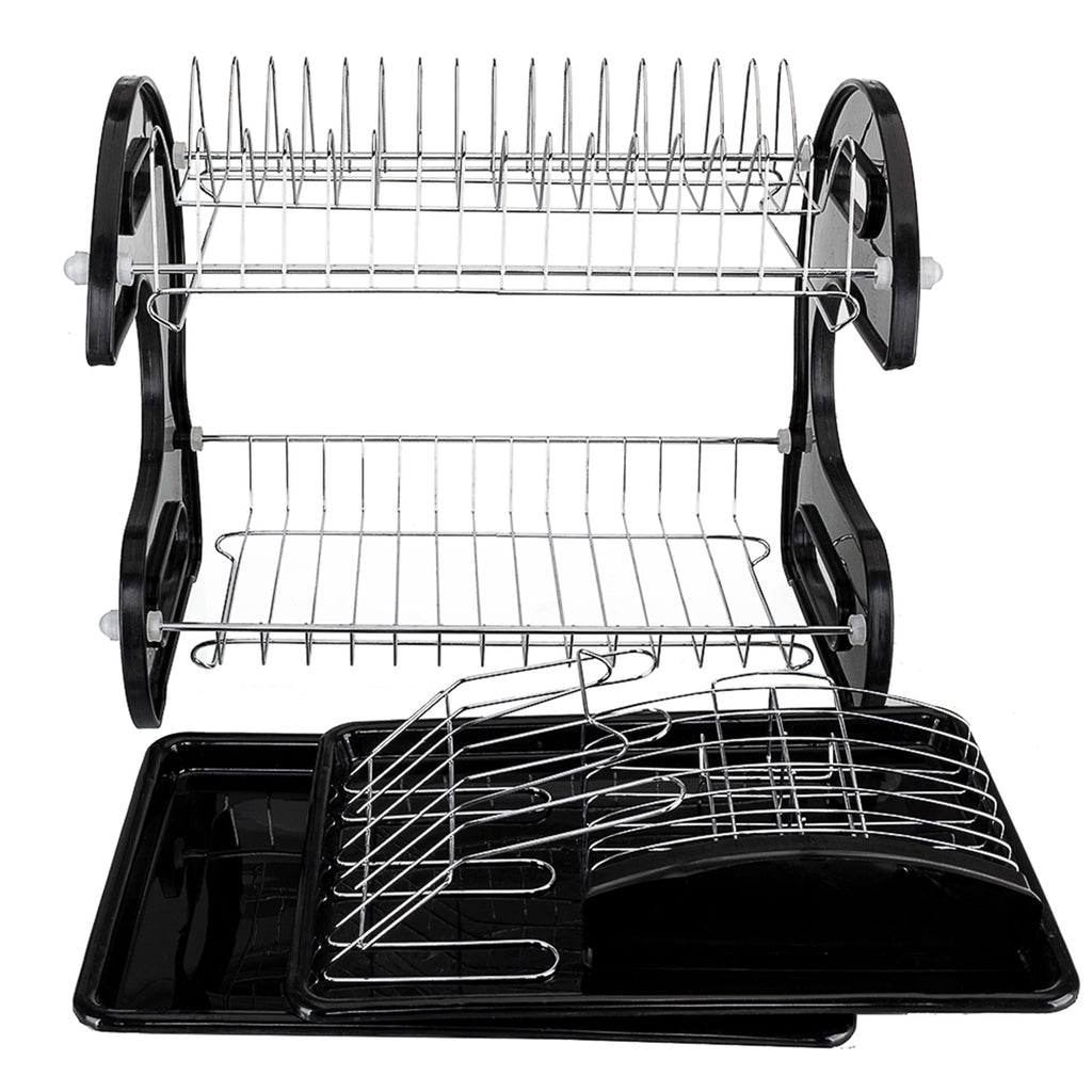 Dual-Layer Kitchen Rack Organizer – Bowls & Dish Storage Shelf
